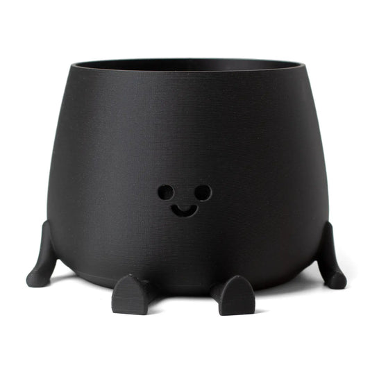 Small Happy Pot Planter - Matte Black