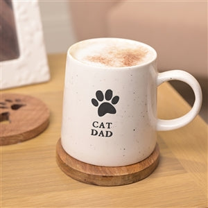 White ceramic mug” cat dad”