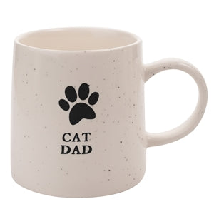 White ceramic mug” cat dad”