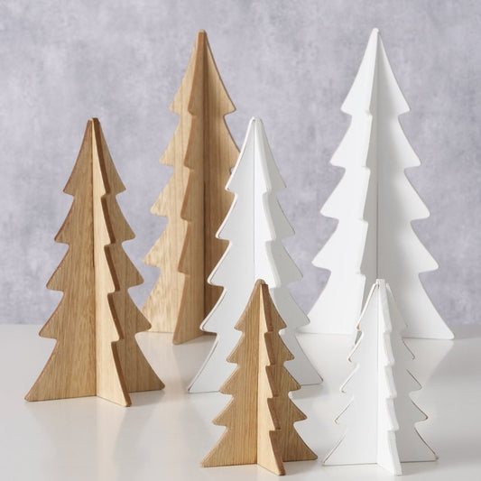 Scandi wooden assorted size trees - white and natural