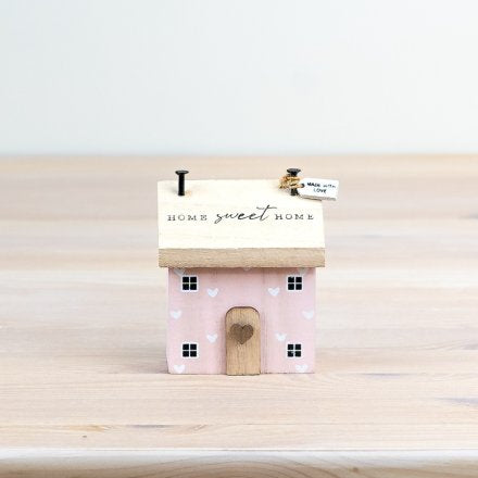 Rustic wooden pink house “home sweet home” new home gift