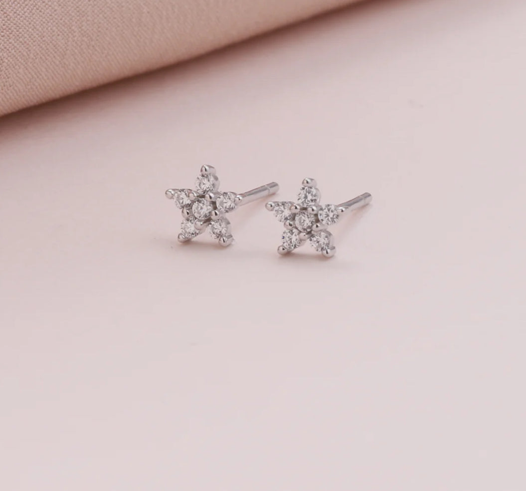 Message Bottle 'Little Star' Crystal Star Earrings