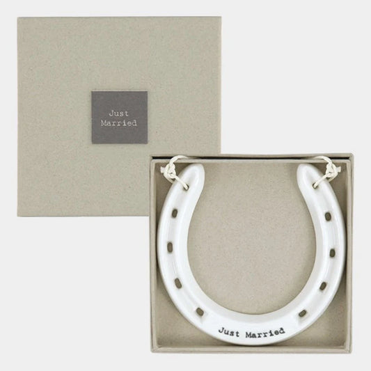 Porcelain Lucky Horseshoe – Just Married (Boxed) | Wedding Gift Idea | Just Married