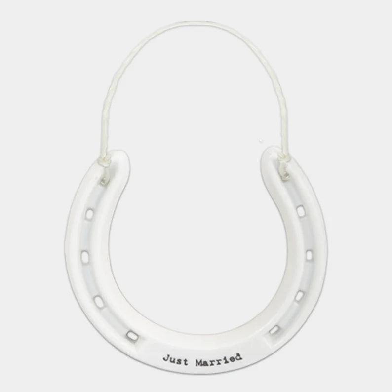 Porcelain Lucky Horseshoe – Just Married (Boxed) | Wedding Gift Idea | Just Married