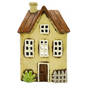 Yellow Ceramic House Tealight Holder