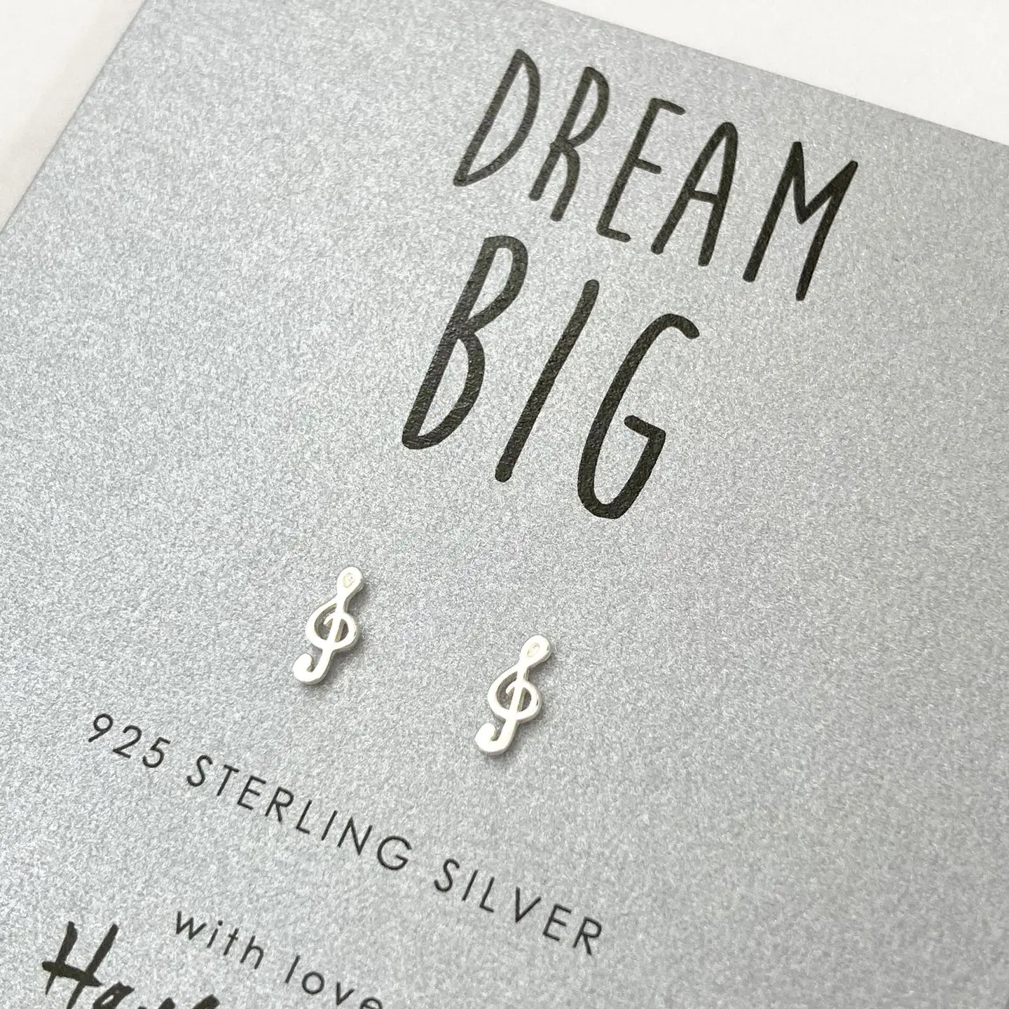 dream big musical note silver earrings