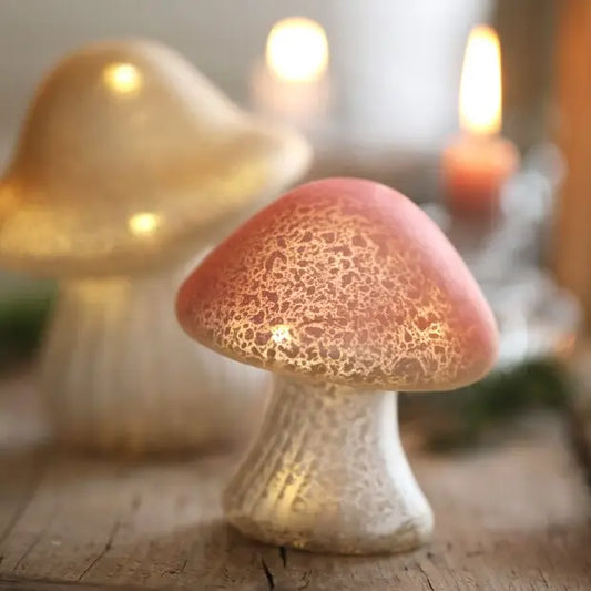 Small Pink Glass Mushroom Light