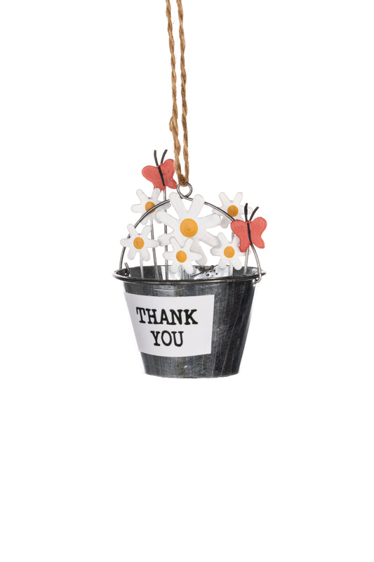 Thank You Flowers in Bucket Hanging Ornament by Shoeless Joe