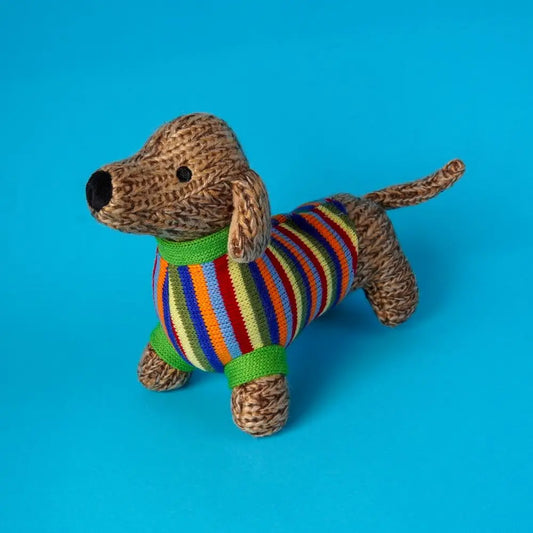 Knitted Sausage Dog Baby Rattle