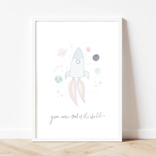 Gold Foil Rocket Inspirational Universe Print