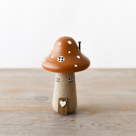 Wooden Mushroom House, 12.5cm