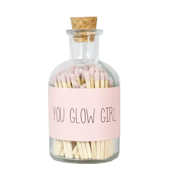 Bottle of pink matches - You Glow Girl