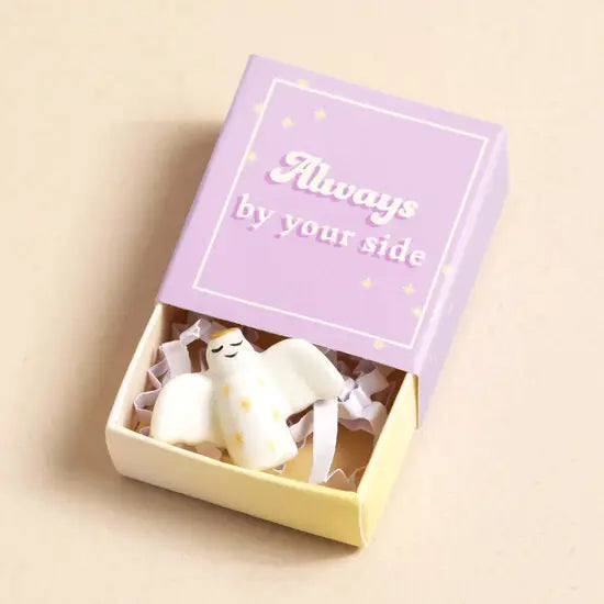 Tiny Matchbox Ceramic Token - always by your side - Angel