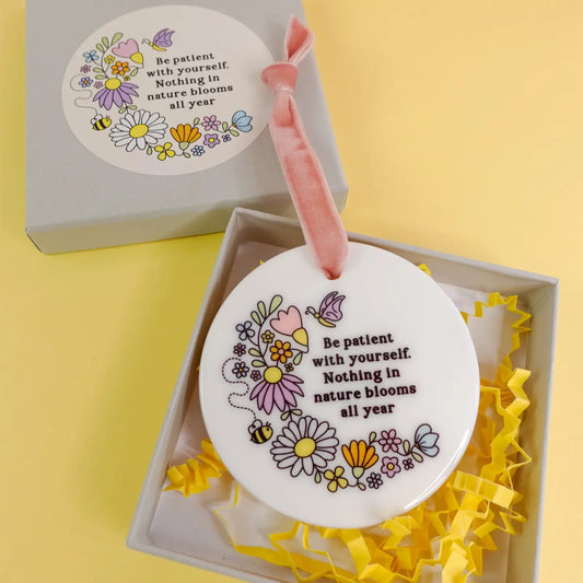 Be Patient with Yourself Wildflower Ceramic Ornament