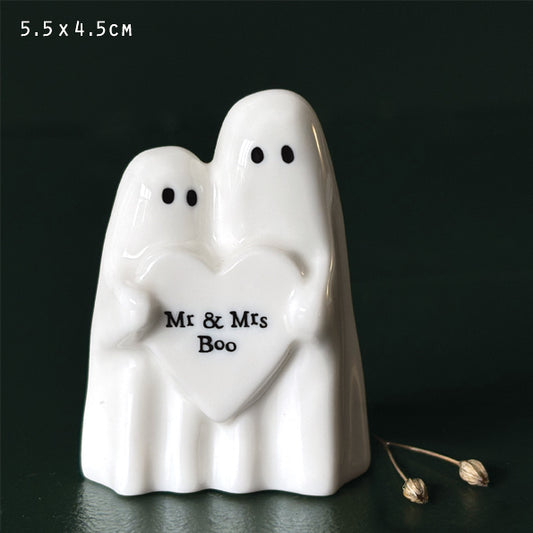 East of India  ceramic Pair of ghosts-Mr & Mrs Boo