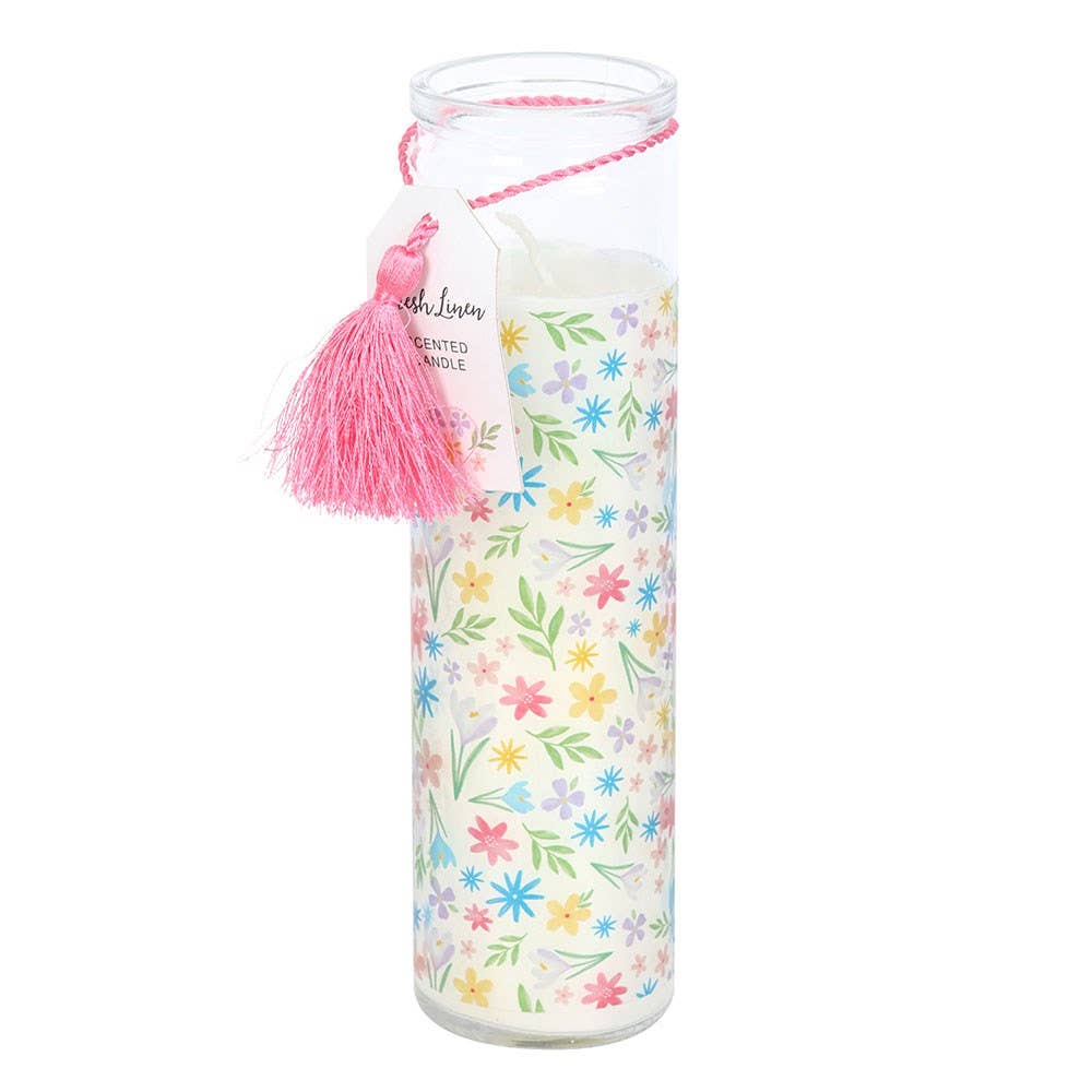 Spring Floral Print Fresh Linen Tube Candle -birthday gift, mothers day gift