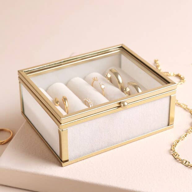 Lisa Angel - Mini Glass Jewellery Box in Gold