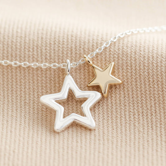 Lisa Angel - Double Star Necklace in silver and Gold