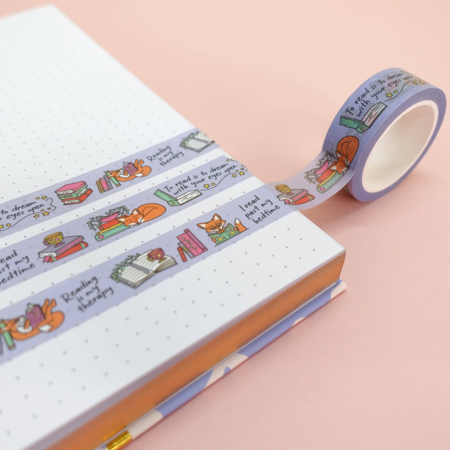 Sunshine Lane - Cosy Bookish Washi Tape ft. Maple the Fox