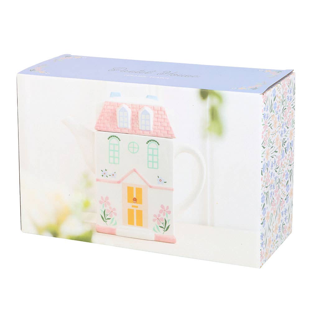 Pastel House Shaped Teapot -birthday gift, mothers day gift