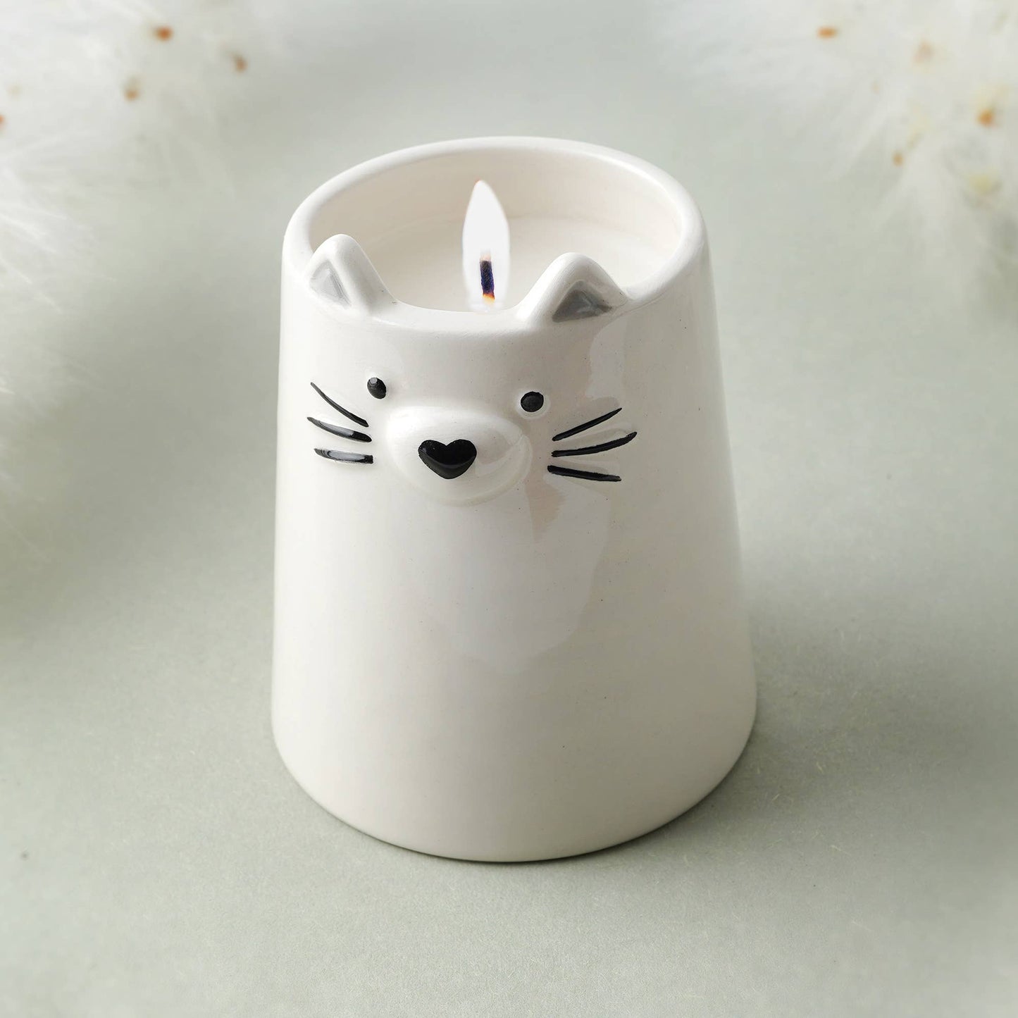 Send With Love Ceramic Cat Tealight Candle In Gift Box