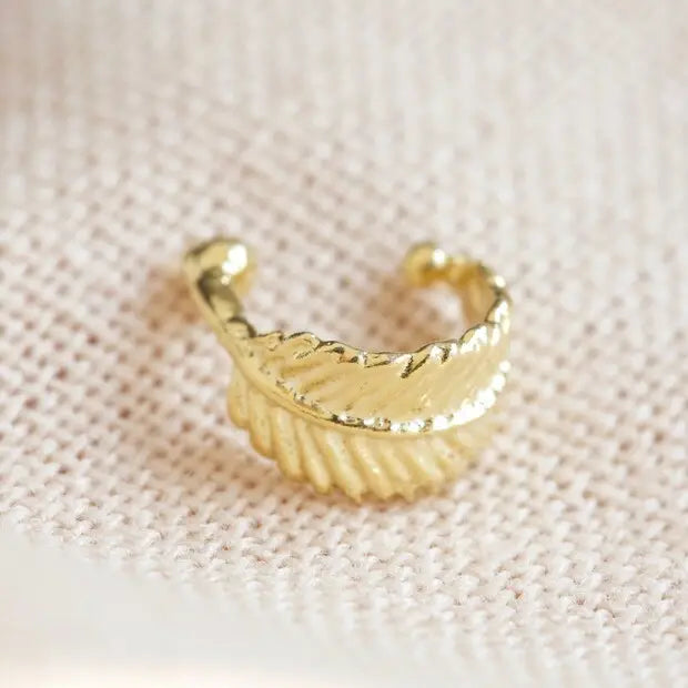 Tiny Gold Sterling Silver Feather Ear Cuff