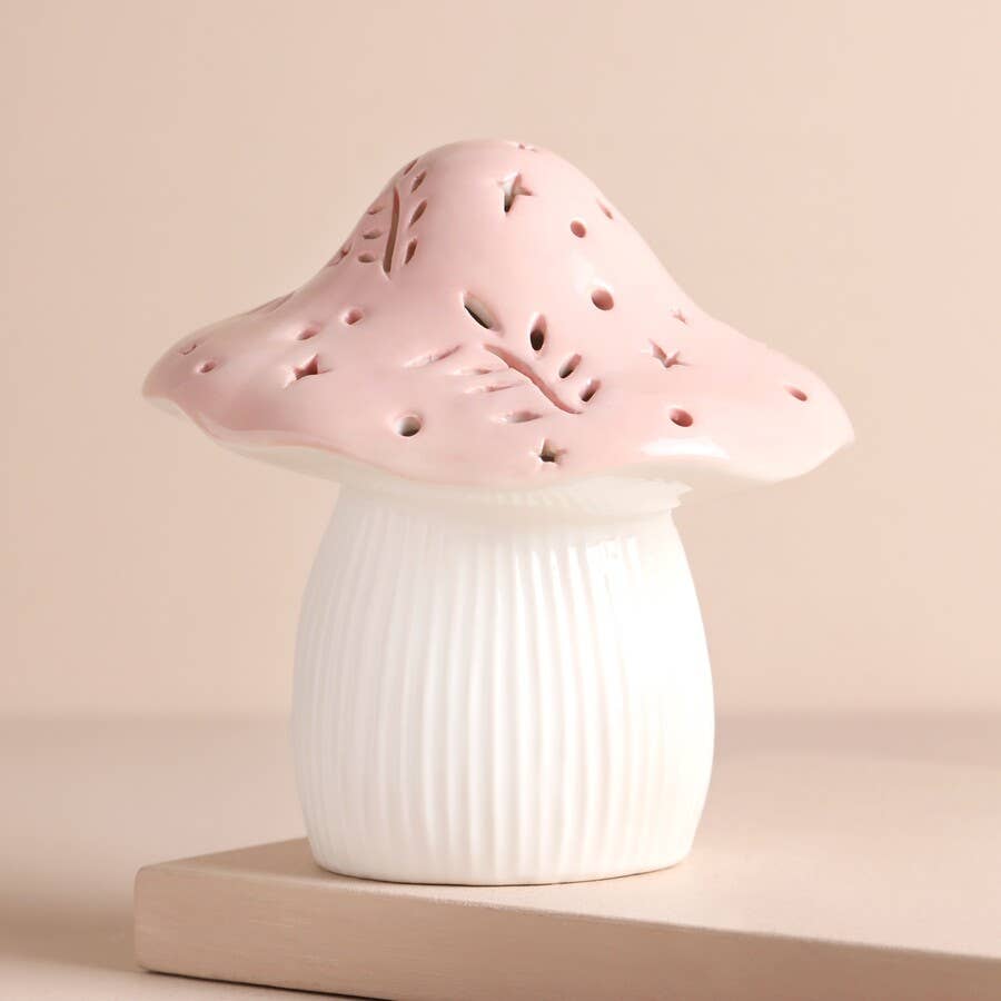 Lisa Angel - Pink and White Ceramic Toadstool Light