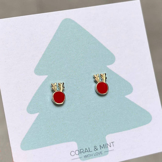 Coral and Mint - Christmas - Reindeer Earrings