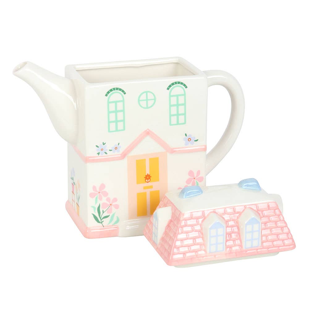 Pastel House Shaped Teapot -birthday gift, mothers day gift