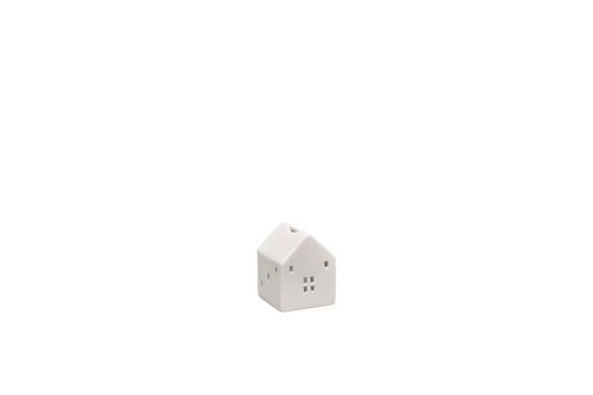 L. GLOW Home - White Ceramic House Shaped Tealight Holder, XXS