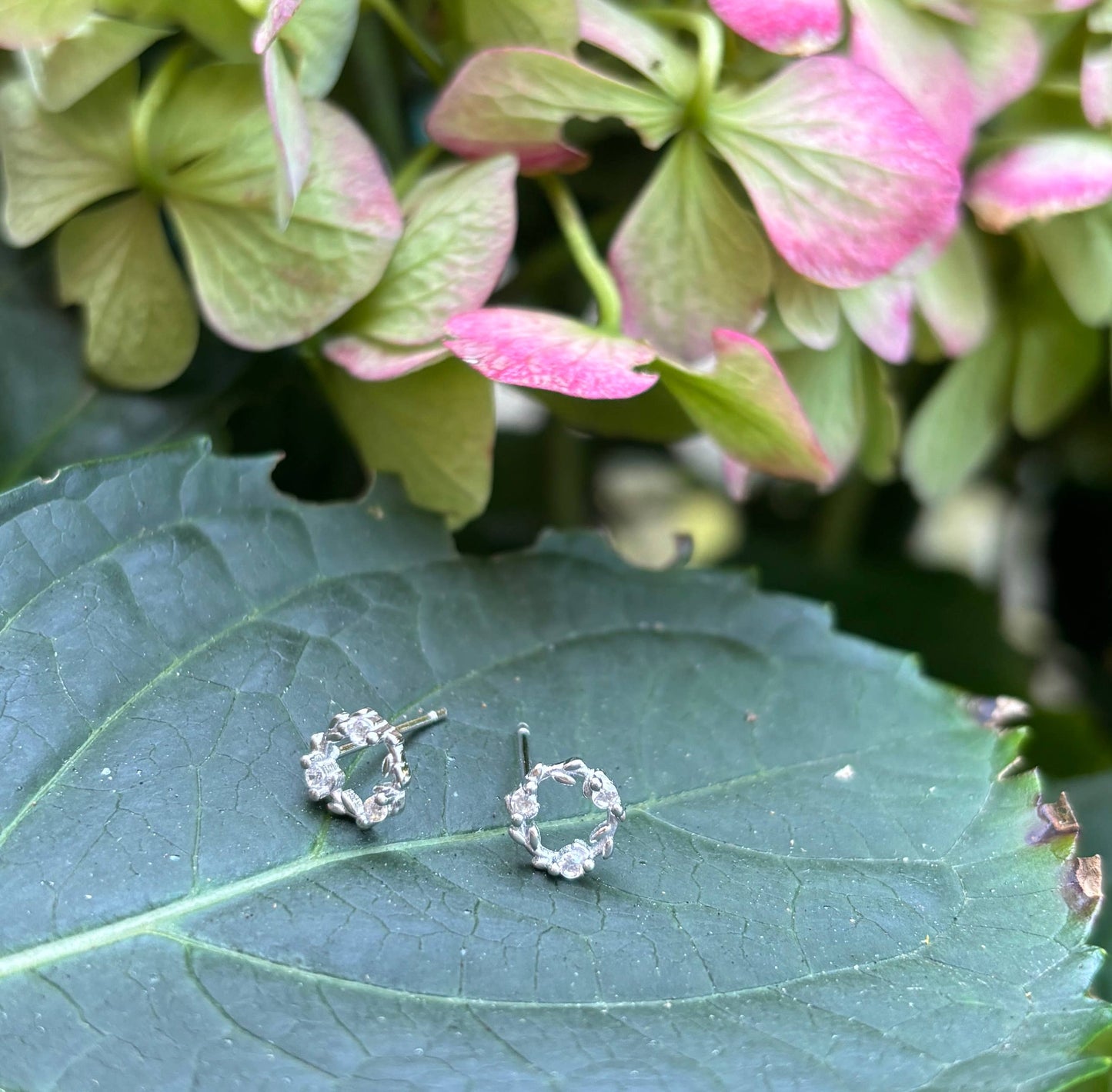 Ocean Ripples - 925 Sterling Silver Cubic Zirconia Wreath Earrings