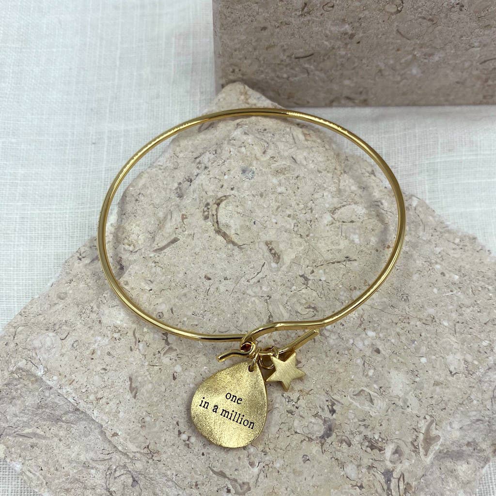 White Leaf - "One in a Million" Bangle in Matt Gold