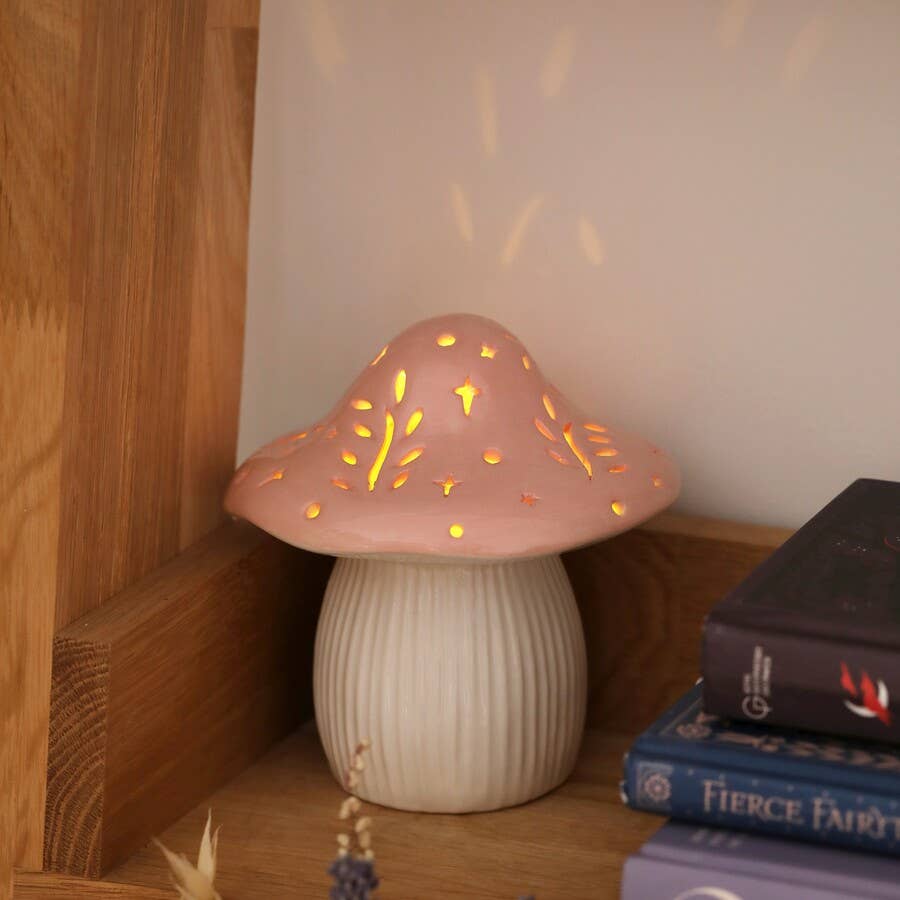 Lisa Angel - Pink and White Ceramic Toadstool Light