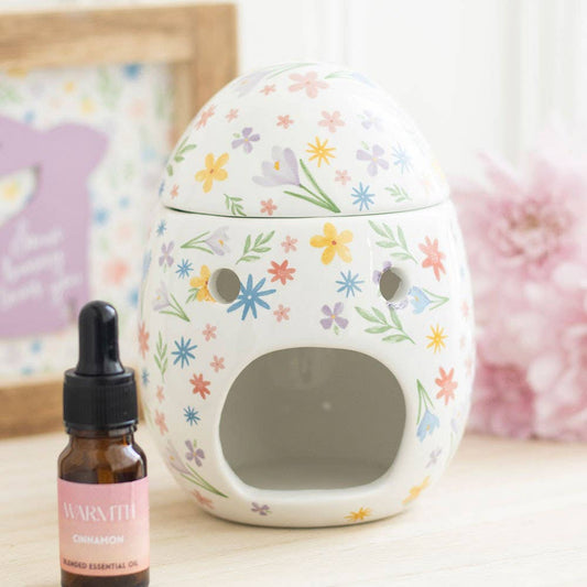 Spring Floral Print Egg Oil Burner and Wax Warmer