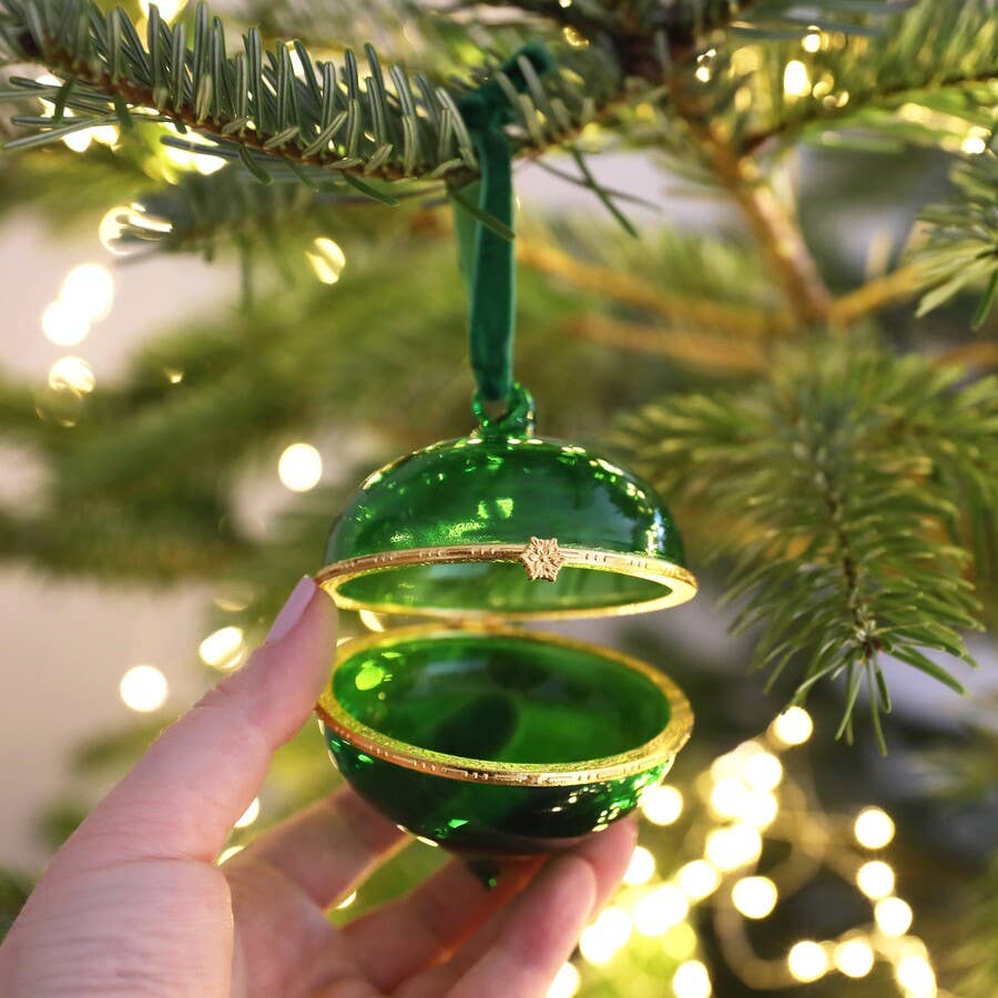 Lisa Angel - Green Glass Opening Bauble