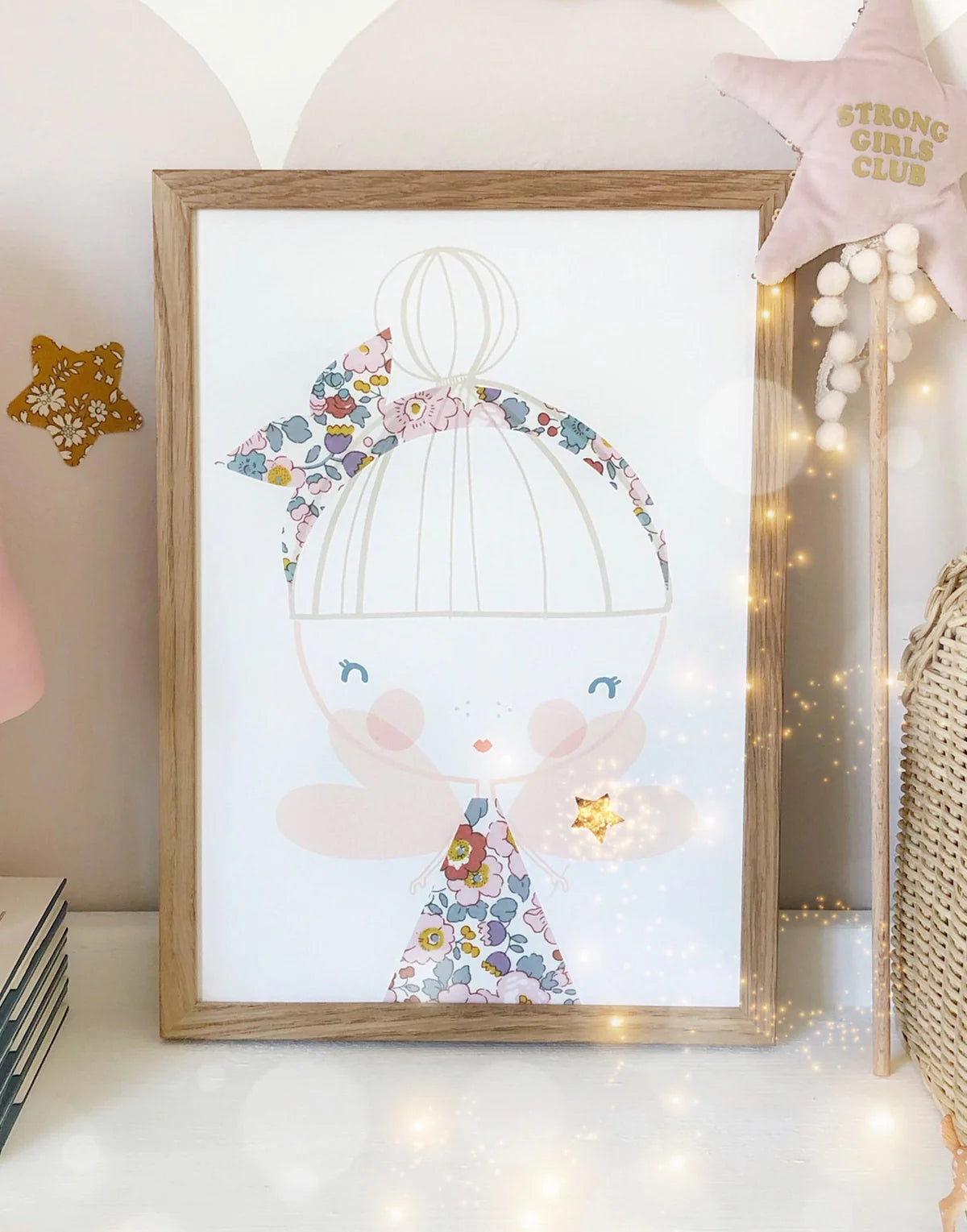 LIBERTY PRINT GLITTER FAIRY NURSERY ART