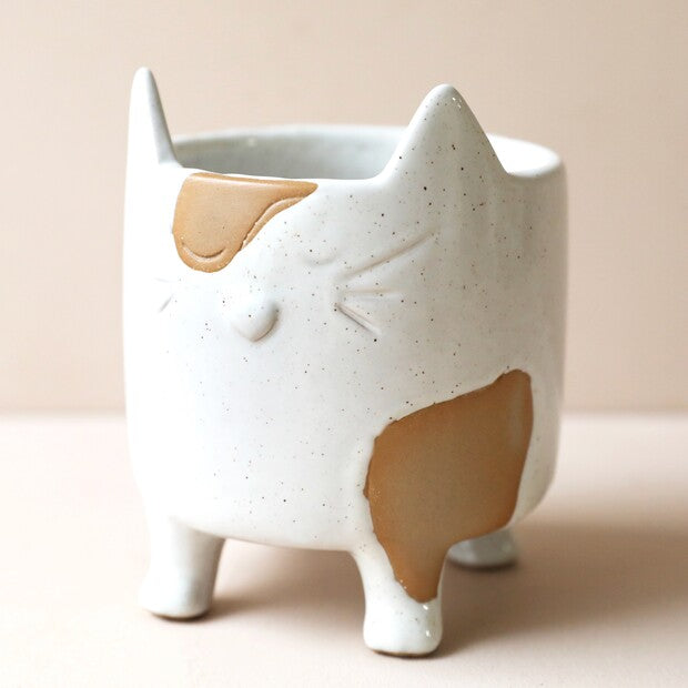 Natural Ceramic Cat Planter